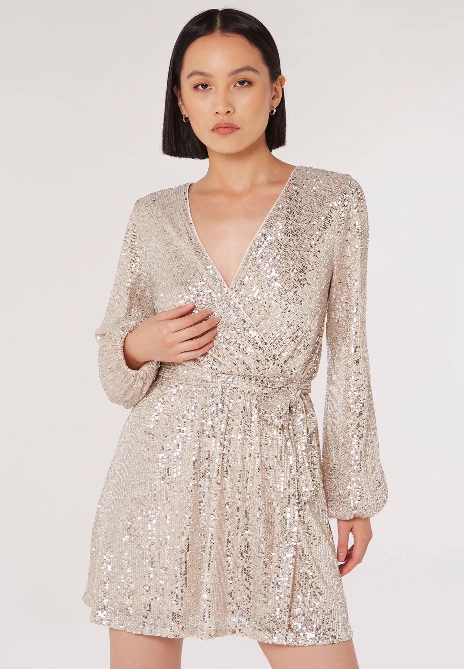 apricot silver dress Innovare Denim Caomh Rhinestone Backless Maxi Dress In Apricot, M
