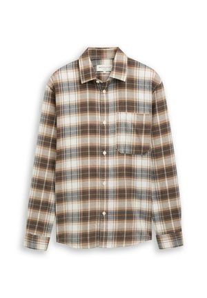 TOM TAILOR DENIM, TOM TAILOR DENIM BLUSEN & SHIRTS RELAXED FIT HEMD MIT KAROMUSTER - Hemd - off white brown check
