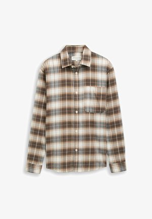 TOM TAILOR DENIM, TOM TAILOR DENIM BLUSEN & SHIRTS RELAXED FIT HEMD MIT KAROMUSTER - Hemd - off white brown check
