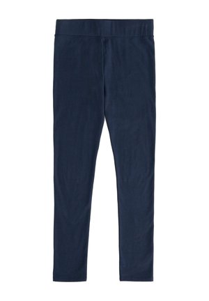 Tumesinised täispikkusega retuusid kummipaelaga vöökohal, ilma nähtavate logode või mustriteta, esitatud lamedalt valge taustaga.