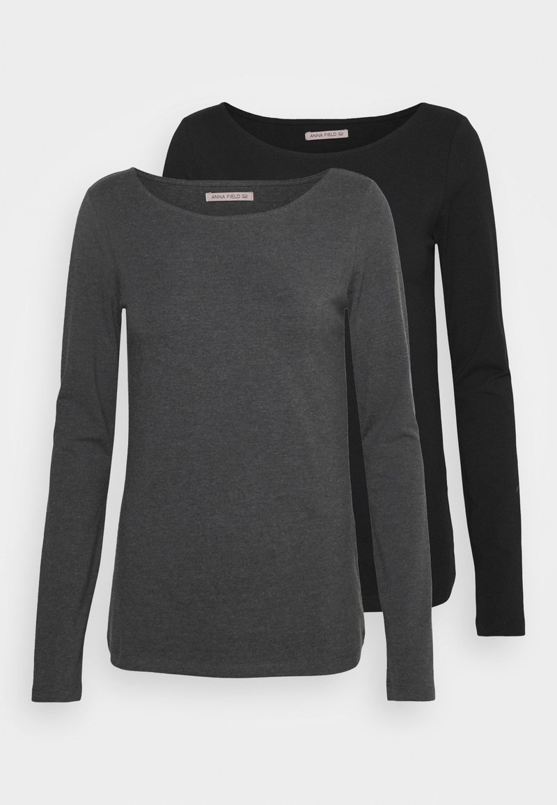 Anna Field Tall 2 PACK - Camisola de manga comprida - black/ dark grey
