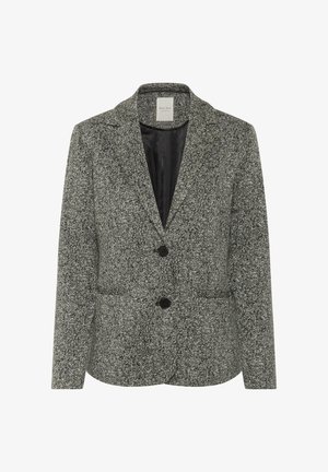Grijze en zwarte tweed blazer met een twee knopen sluiting, notch-lapel en zijzakken. Getextureerde stof met een klassieke, op maat gemaakte pasvorm.