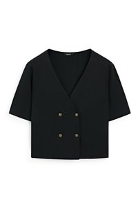 SHORT SLEEVE V-NECK WITH BUTTONS - Kofta - dark blue