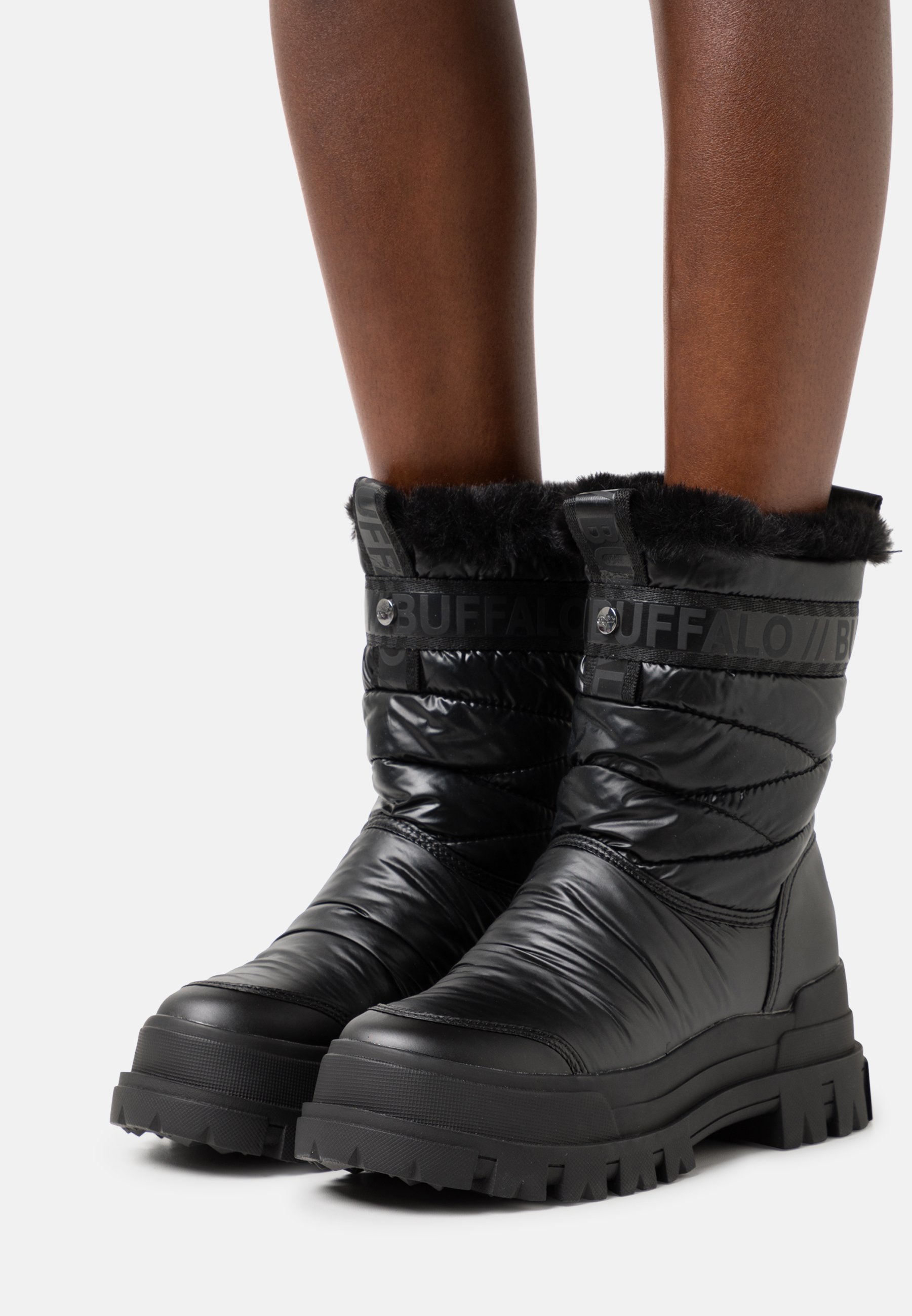 Buffalo VEGAN ASPHA MID - Platform ankle boots - black - Zalando