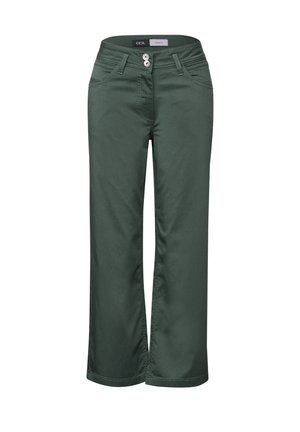 Gröna vida byxor i smidigt tyg. Har två framfickor, två knappstängningar och diskreta sydda detaljer.
