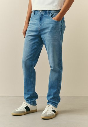 WITH STRETCH - Egyenes szárú farmer - light blue crosshatch