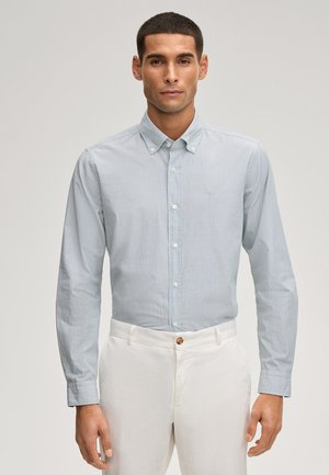 MIKE - Hemd - salbei weiß gestreift