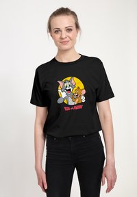 Henry Tiger TOM AND JERRY THUMBS UP - Triko s potiskem - black