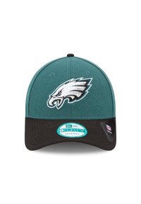 Eagles-Cap mit einer türkisen Krone und einem schwarzen Schirm. Verfügt über ein gesticktes Adler-Logo und einen verstellbaren Riemen. 9FORTY-Stil-Label angebracht.