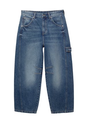 PULL&BEAR BALLOON FIT WITH EMBROIDERED POCKET - Jeans Relaxed Fit - blue denim