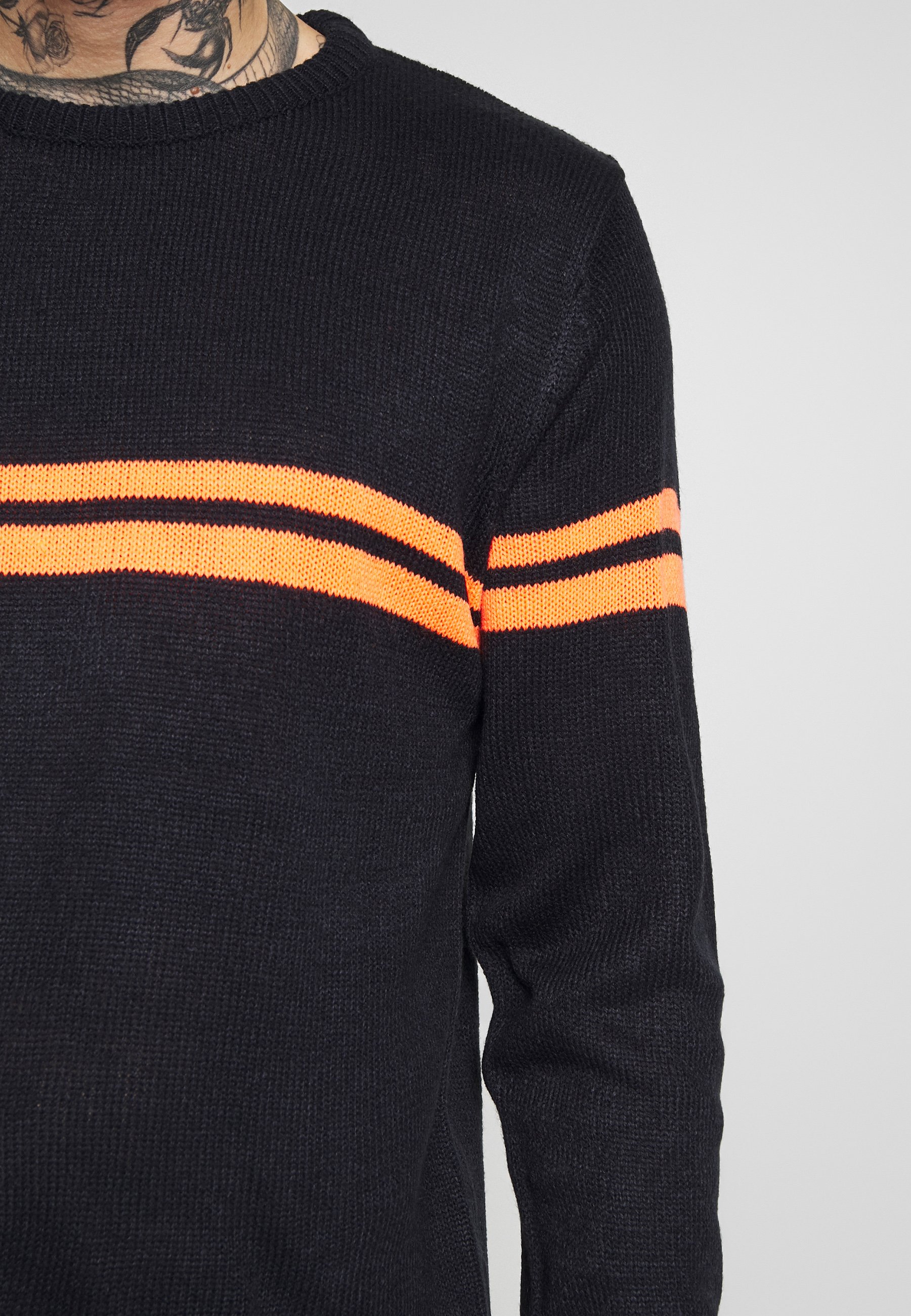 Brave Soul ARMAND Strikkegenser french navyneon orange Brave Soul ARMAND - Strikkegenser - slate grey/neon yellow