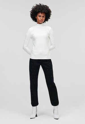 TEXTURE MOCKNECK - Top s dlhým rukávom - white