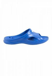 Sandal in plastica leggera di colore blu, con design a punta aperta, fori di ventilazione e suola testurizzata per una migliore aderenza.