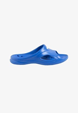 Sandal in plastica leggera di colore blu, con design a punta aperta, fori di ventilazione e suola testurizzata per una migliore aderenza.