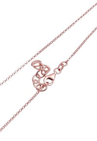 Rose gold kæderek halskæde med sammenflettede løkker, en kroglås og et delikat, struktureret design med en fin kædede.