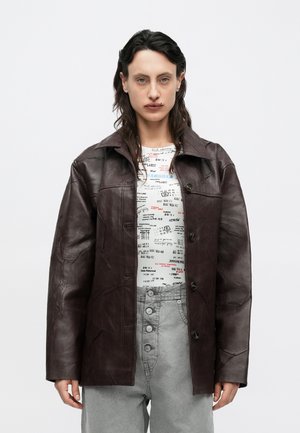 REGULAR JACKET - Leren jas - burgundy