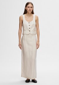 Selected Femme SLFADDIA ANKLE SKIRT - Maxisukňa - sandshell