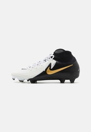 Scarpini da calcio con una tomaia bianca, accenti neri e il logo Nike in oro. Materiale testurizzato con un colletto simile a una calza e tacchetti moldati.