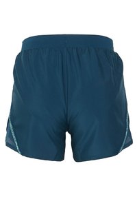 Męskie szorty sportowe, wykonane z lekkiego, oddychającego materiału. Kolor: ciemnoniebieski. Posiadają elastyczny pas i siateczkowe boczne panele.