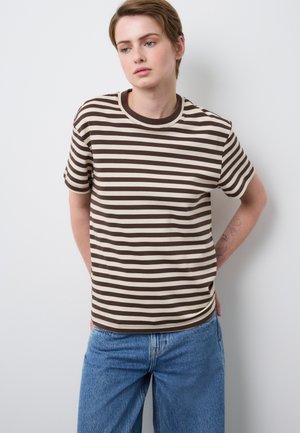 REGULAR FIT STRIPED - Camiseta estampada - beige/brown