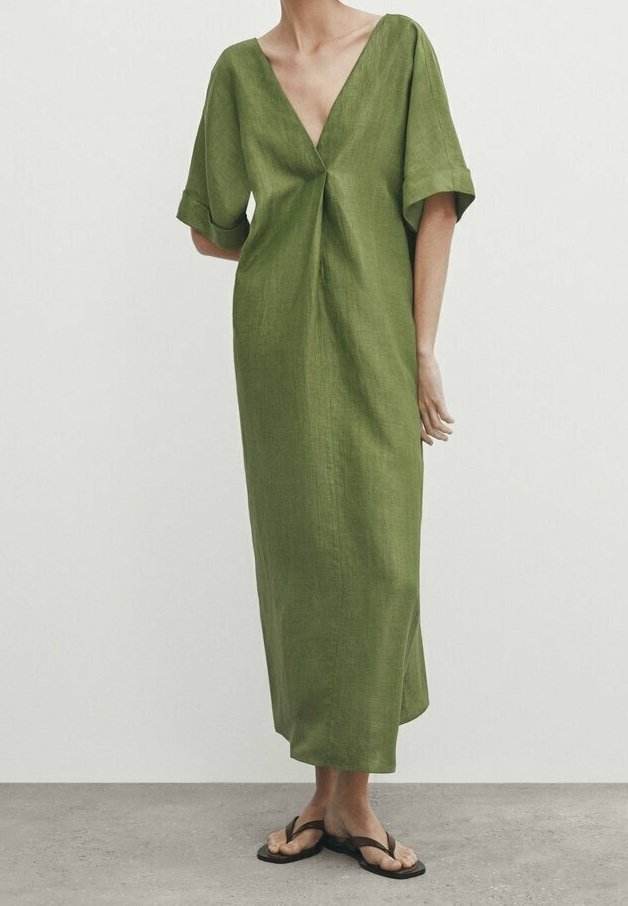 Massimo Dutti Day dress - green - (Pre-owned) - Zalando