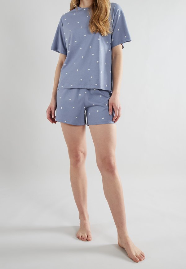 SET - Nachtwäsche Set - blau mittel punkte