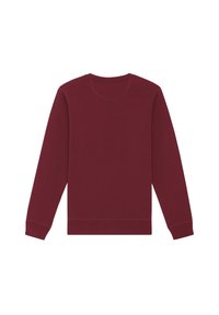 Sweatshirt bordeaux à manches longues, col rond, avec des poignets et un ourlet côtelés. Fabriqué à partir d'un tissu lisse et doux avec un design simple.