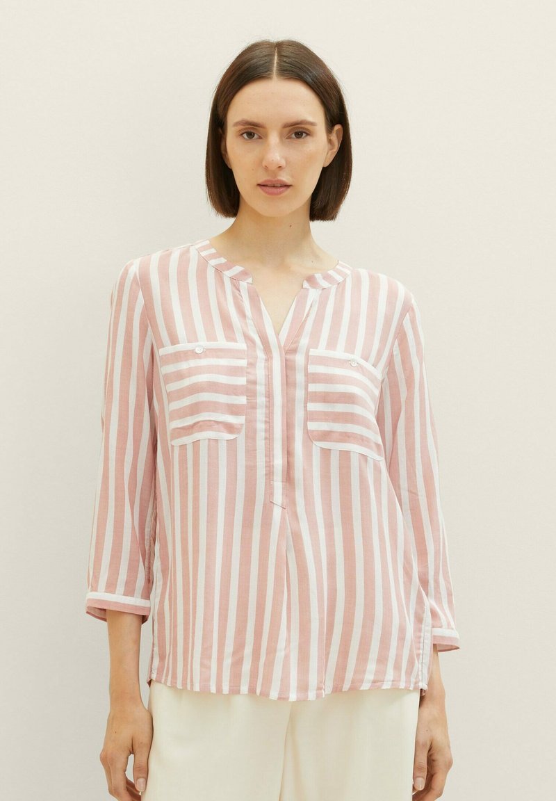 TOM TAILOR Blouse - rose offwhite vertical stripe