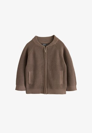 Next, REGULAR FIT - TEXTURED ZIP THROUGH KNITTED BOMBER CARDIGAN - Bomber Jacket - chocolate brown