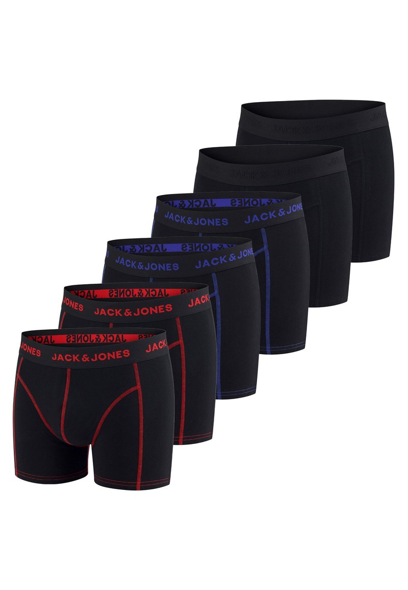 JACK & JONES Onderbroeken voor jongens, 128, 140, 152, 164, 176, 6 stuks, ondergoed voor kinderen, ondergoed, retroshorts, set, biologisch katoen, zwart, rood, groen, blauw, grijs