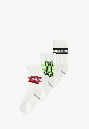 Next, LICENSE CUSHIONED RICH TIPPED 3 PACK - Ponožky - green red black minecraft