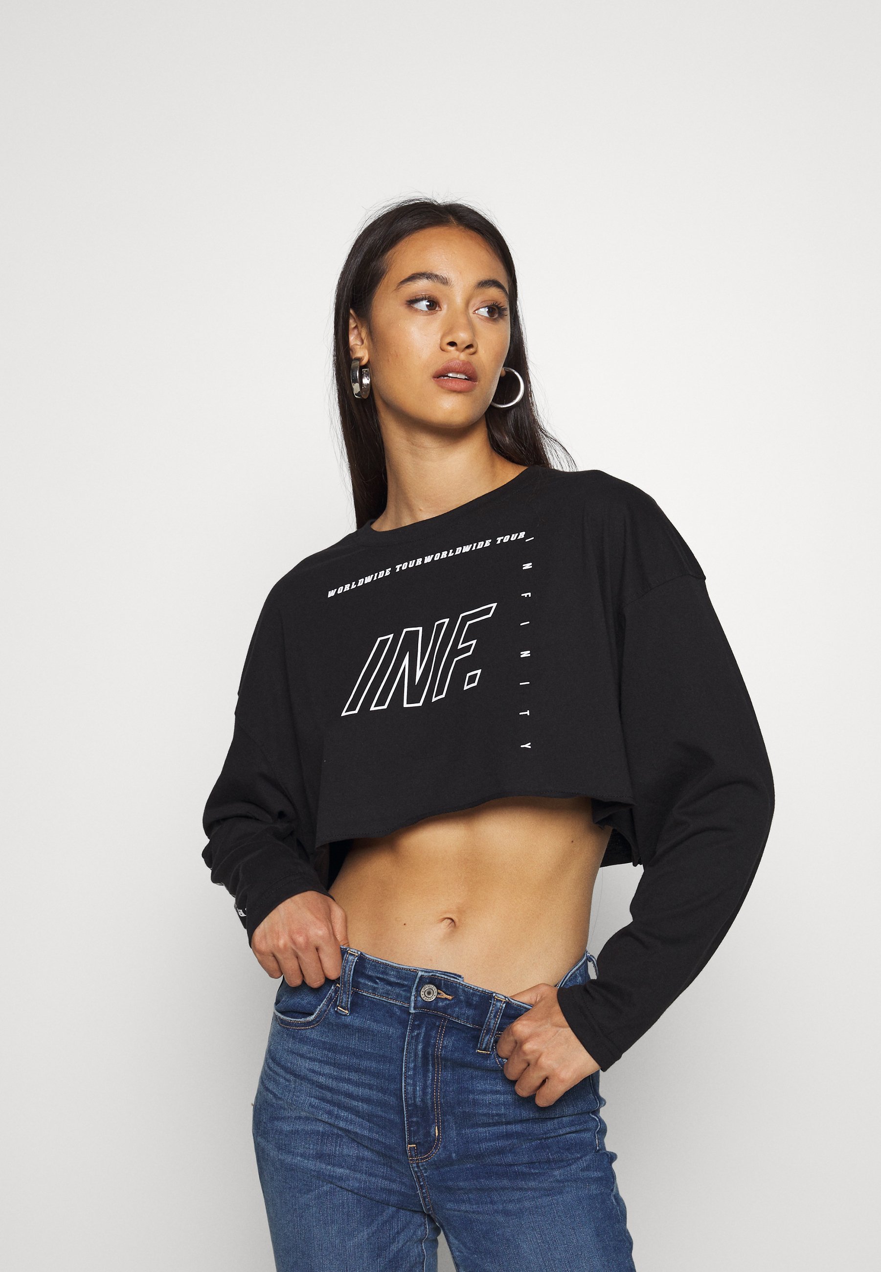 Missguided GRAPHIC CROP LONG SLEEVED TOP Topper langermet Missguided Long Sleeved Crop Top