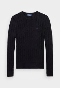 CABLE KNIT COTTON CREWNECK SWEATER - Jumper - black