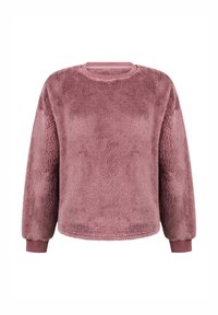 Fleece sweater in een zachte roze kleur, met een ronde halslijn, lange mouwen met ribgebreide manchetten en een heerlijke, textuurvolle stof voor warmte.
