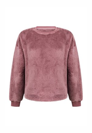 Fleece sweater in een zachte roze kleur, met een ronde halslijn, lange mouwen met ribgebreide manchetten en een heerlijke, textuurvolle stof voor warmte.