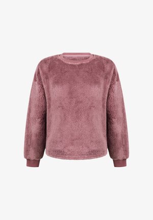 Fleece sweater in een zachte roze kleur, met een ronde halslijn, lange mouwen met ribgebreide manchetten en een heerlijke, textuurvolle stof voor warmte.