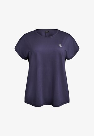 Lilla T-shirt med korte ærmer, rund halsudskæring og en diskret logo-detalje. Fremstillet af blødt stof med løs pasform og minimal syning.