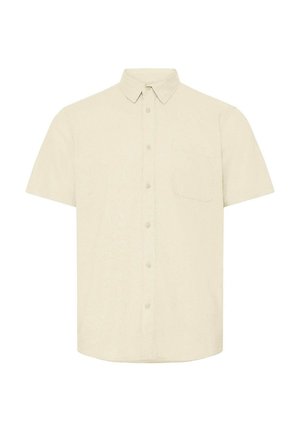 Rövid ujjú, galléros ing világos bézs szövetből. Elöl zsebbel és gombos lezárással. Sima tapintású és klasszikus kialakítású.