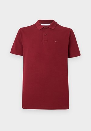 Polo shirt bordeaux in cotone, con colletto classico, pattina con due bottoni, maniche corte e un piccolo logo sul petto.