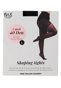 Collants sculptants noirs en pack de deux, avec une finition mate, des coutures plates, une ceinture confortable et un gousset en coton pour une silhouette voluptueuse.