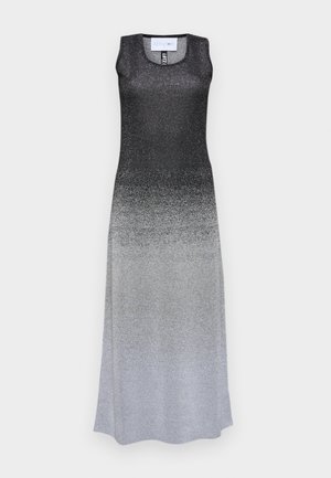Rochie fără mâneci cu un gradient care trece de la negru la argintiu. Realizată dintr-un material strălucitor, cu un top ajustat și un tiv fluid.