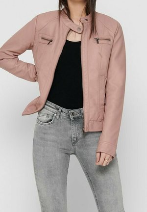 Imiteret læderjakke - mottled pink