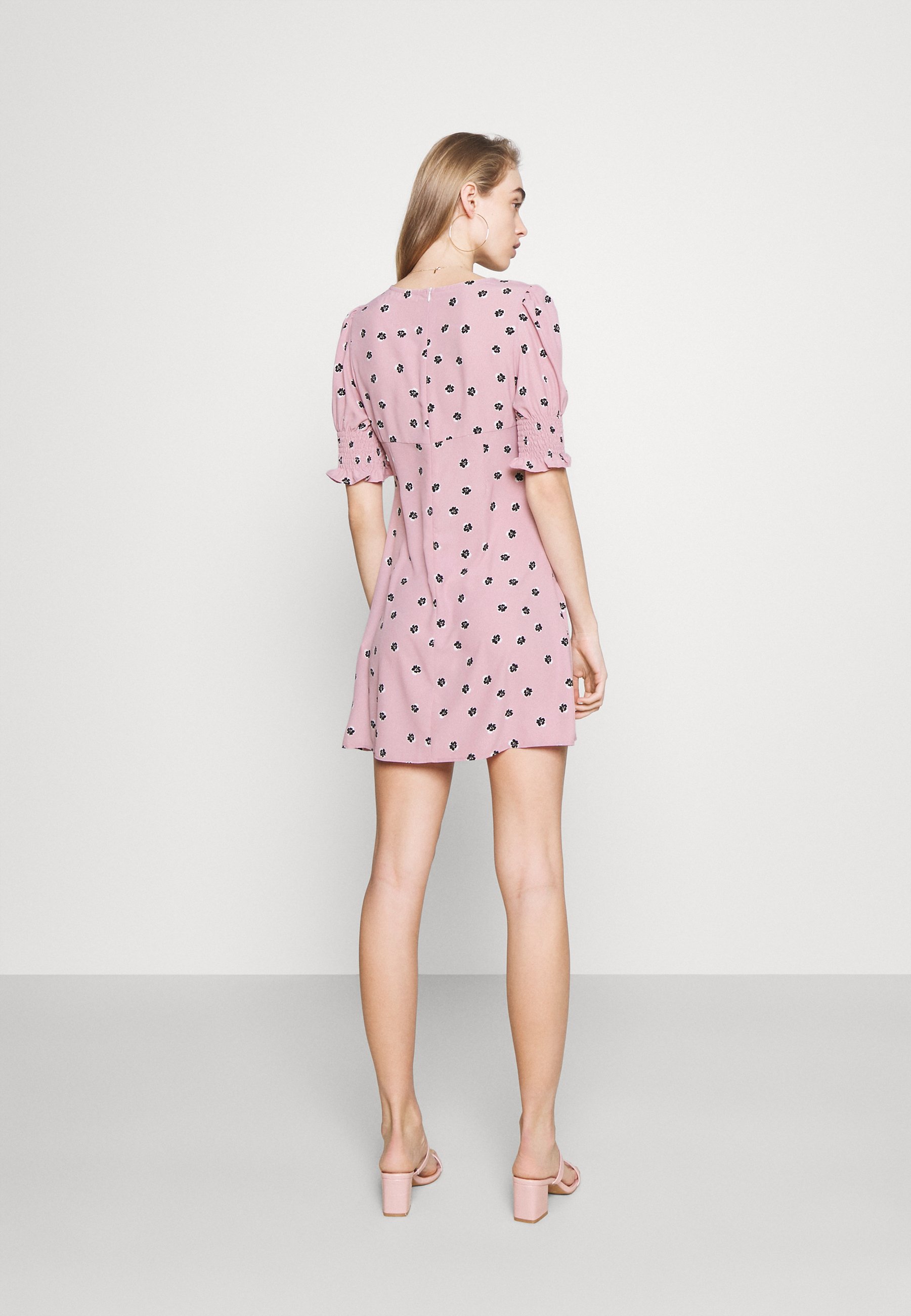 pink button dress