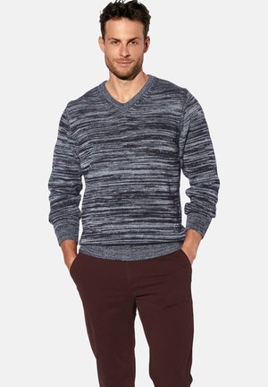 Strickpullover - blau gemustert