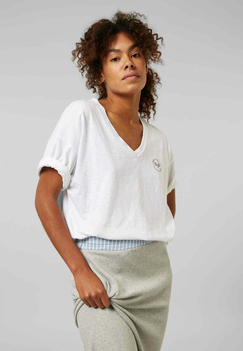 10DAYS VNECK SLUB TShirt basic white/weiß Zalando.at