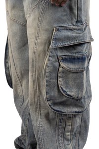 FAVELA POCKETS CARGO UNISEX - Laza szabású farmerek - blue sand washed