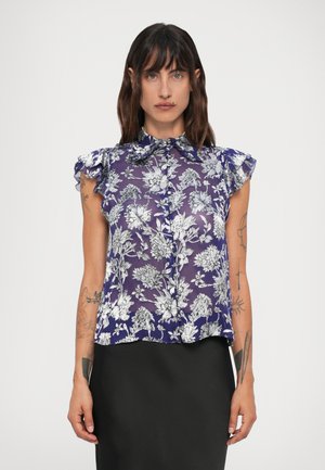 MARTEL FLUTTER SLEEVE BLOUSE - Gombos blúz - blue