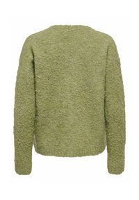 Groen gebreid sweater met een zachte, gestructureerde oppervlakte, oversized pasvorm en lange mouwen. Heeft een ronde halslijn en een rechte zoom.