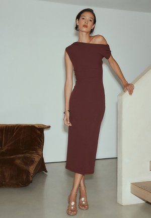 Next, TALL FIT - DRAPED MIDI RUCHED DRESS  . - Etuikjole - chocolate brown