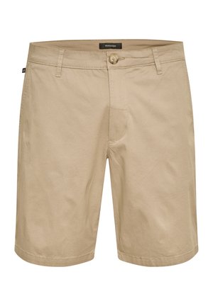 Beige shorts gemaakt van een katoenmix, met een klassiek ontwerp, voorzien van een sluiting met een knoop aan de voorkant en zijzakken. Schone stiksels geven accenten.